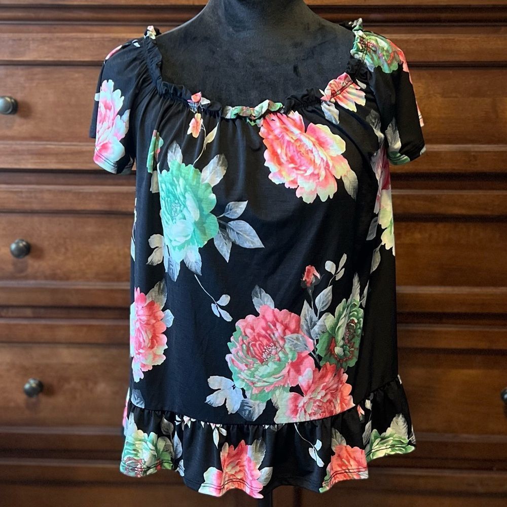 Sew In Love Floral Ruffle Blouse